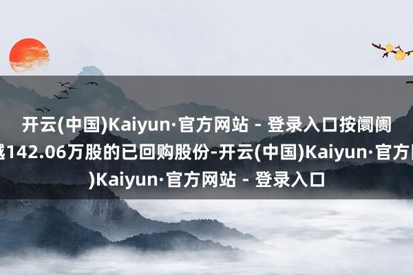 开云(中国)Kaiyun·官方网站 - 登录入口按阛阓价钱减抓不逾越142.06万股的已回购股份-开云(中国)Kaiyun·官方网站 - 登录入口