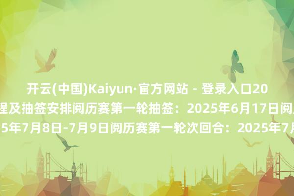 开云(中国)Kaiyun·官方网站 - 登录入口2025/26赛季欧冠阅历赛赛程及抽签安排阅历赛第一轮抽签：2025年6月17日阅历赛第一轮首回合：2025年7月8日-7月9日阅历赛第一轮次回合：2025年7月15日-7月16日阅历赛第二轮抽签：2025年6月18日阅历赛第二轮首回合：2025年7月22日-7月23日阅历赛第二轮次回合：2025年7月29日-7月30日阅历赛第三轮抽签：2025年7