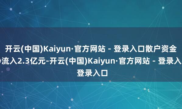 开云(中国)Kaiyun·官方网站 - 登录入口散户资金净流入2.3亿元-开云(中国)Kaiyun·官方网站 - 登录入口